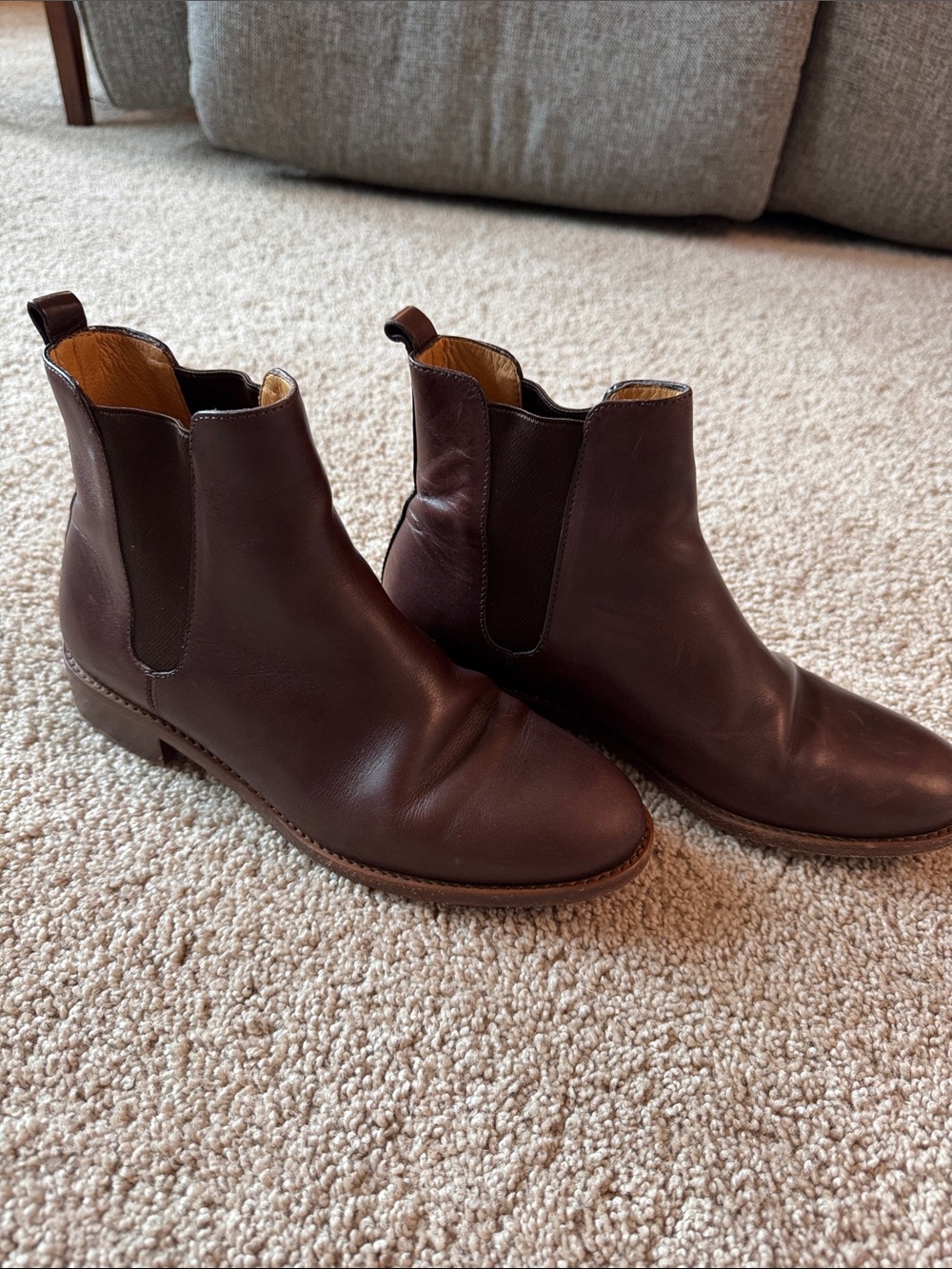Sezane brown leather chelsea boots